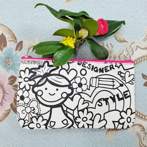 Free Shipping DIY Pencil Case Drawing Coloring Graffiti with 5 color pens for Kids Toys Educational