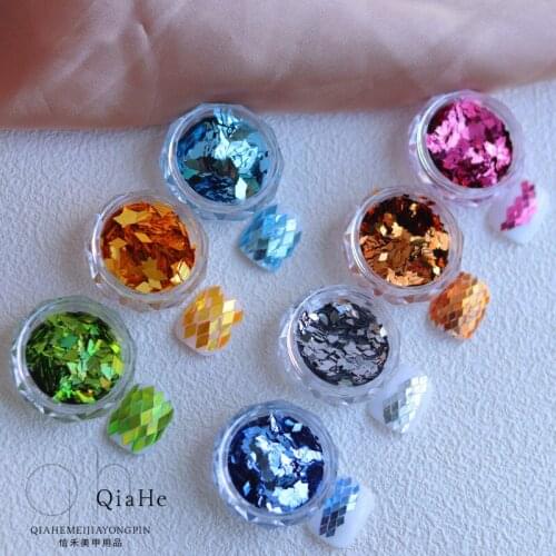 Mermaid Metallic rhombus polygon Sequins For Nails 3D Flakes Shapes Nail Art Glitter Sparkly Pollen Pailliettes Manicure Tips