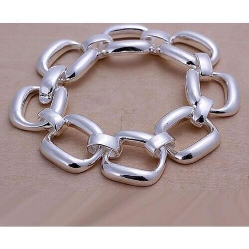 H124 925 sterling silver bracelet, 925 sterling silver fashion jewelry Square Bracelet /amzajega dypampwa