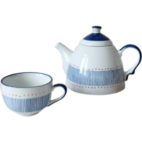 Blue lines teapot tea set ceramic tea pot coffee pot milk