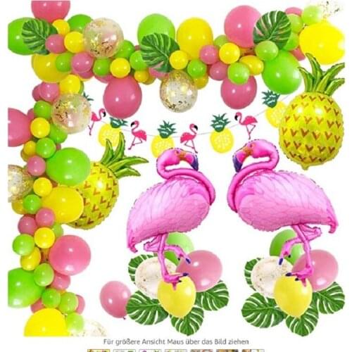 47pcs/set Tropical Flamingo Theme Hawaiian Party Decorations Banner Palm Leaves Pineapple Flamingo Decoration Balloon Garland