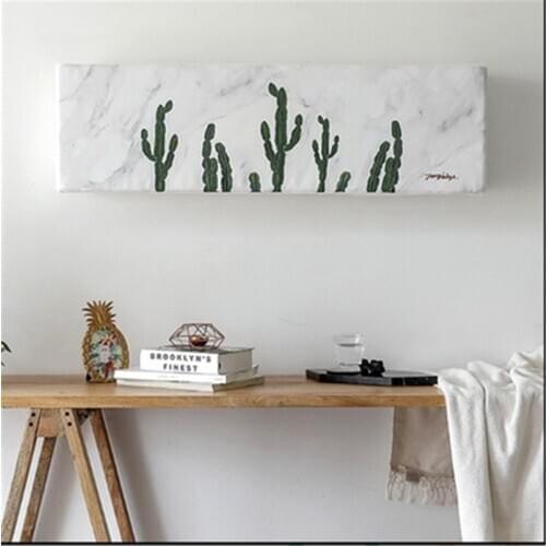 Indoor Air Conditioner Cover Wall Mounted Decorative Hood 74 78 81 85 89 95 x 27 x 19cm Plants Marble Cactusl White
