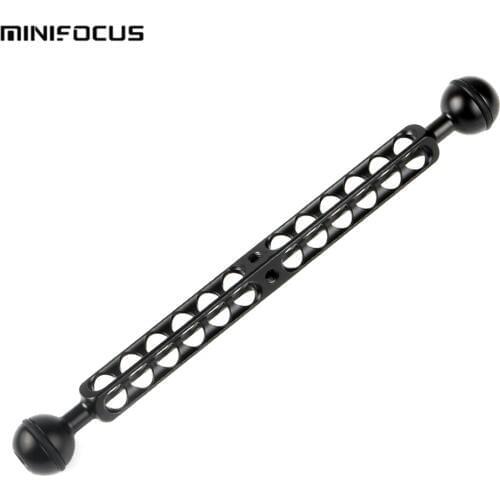10"/25cm Double Ball Arm Hollow with 1/4 Screw holes for Connecting Strobe/Video Light Extend to Underwater Housing Dual Joint