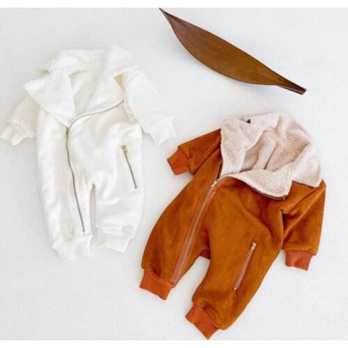 Ins Winter Baby Girls Clothes 2021 Warm Rompers For Boy 0-24m Long Sleeve Khaki Climbing Jumpsuit Newborn Infant Toddler Costume