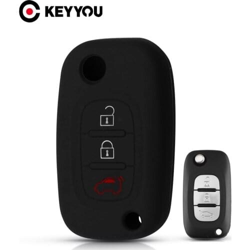 KEYYOU 3 Button Silicone Car Key Case For Renault Megane 3 Fluence For Mercedes Benz Smart Fortwo 453 Forfour Remote Fob Cover