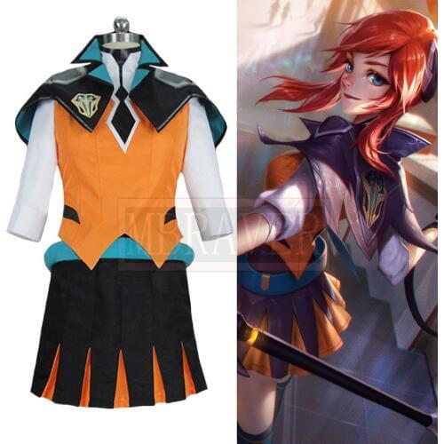 LOL Luxanna Crownguard the Lady of Luminosity Warfare College Orange Combat Cosplay Costume Christmas Halloween Custom Made