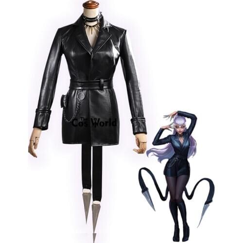LOL KDA Girl Group The Baddest Agonys Embrace Evelynn Leather Jacket Uniform Dress Outfit Games Customize Cosplay Costumes