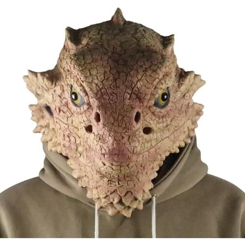 Lizard Mask Latex Scary Giant Lizard Headgear Crawler Reptile Masks Cold-blooded Animal Halloween Party Cosplay Props Nice Gift