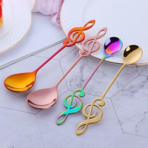 Stainless Steel Spoon Musical Notes Coffee Spoon Ice Cream Dessert Tea Spoon Stirring Spoon Tableware Kichen Accessories