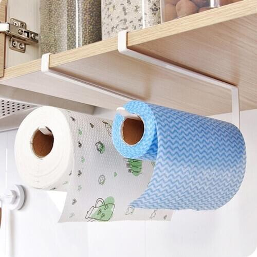 Metal Towel Rack Storage Holder Hanging Kitchen Roll Paper Organizer Tissue Hanger Towel Bar Bathroom Kitchen Hardware
