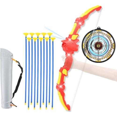 Bow and Arrow Set Archery Toy Set with Dinosaur Sound LED Flash Light for Kids Hunting Role Play Toy Practice Outdoor Sport Toys