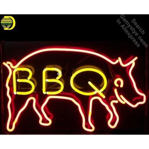 Neon Signs for BBQ Pig Handcrafted Business Neon Bulbs sign Glass Tube Decorate Hotel Restaurant Store Wall Signs dropshipping