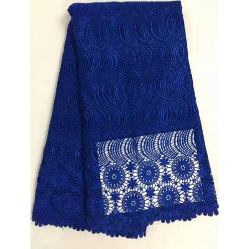 Nigerian Lace Fabrics Eco-friendly Mesh 2016 New Arrival Royalblue African Guipure Lace Fabric For Weddings 5yards/piece