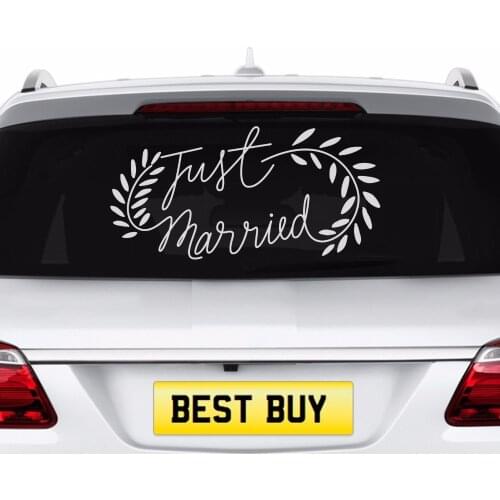 New Car Sticker Just Married Wedding Car Decal Window Removable Banner Vehicle Decor Vinyl Romance Home Decoration Decal AY618
