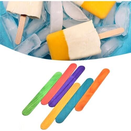New Ice Cream Lolly Cake Tools 50Pcs/Lot Colorful Ice Cream Sticks Wooden Popsicle Sticks Natural Wood Kids DIY Hand Crafts Art