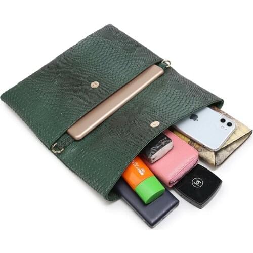 Office Women Clutch Bag with Shoulder Strap Fashion Lady Purse Big Capacity Messenger Bag Python Foldable Clutch Bag Pouch