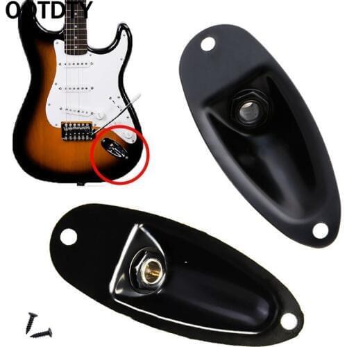 OOTDTY Black Boat Input Output Jack Plate Socket With Screws For Strat Guitar