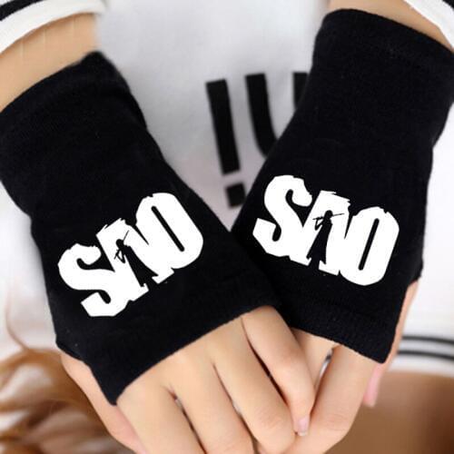 Sword Art Online Gloves Autumn Winter Cotton Warm a half means the gloves Anime Asuna Kirito Cosplay Handwear
