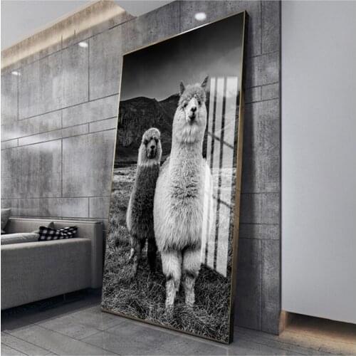 Alpaca Poster Canvas Art Painting Animal Prints Wall Art Nursery Decorative Picture Llama Black and White Wall Kids Room Decor
