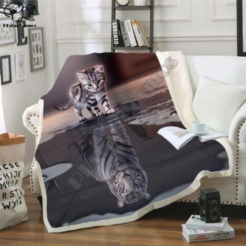 Cute cat 3D Printing Plush Fleece Blanket Adult Fashion Quilts Home Office Washable Duvet Casual Kids Girls Sherpa Blanket
