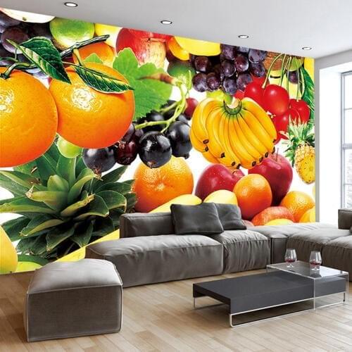 Custom Self-adhesive Mural Wallpaper Waterproof Canvas Fabric Fruit Poster 3D Wall Painting Kitchen Restaurant Living Room Decor
