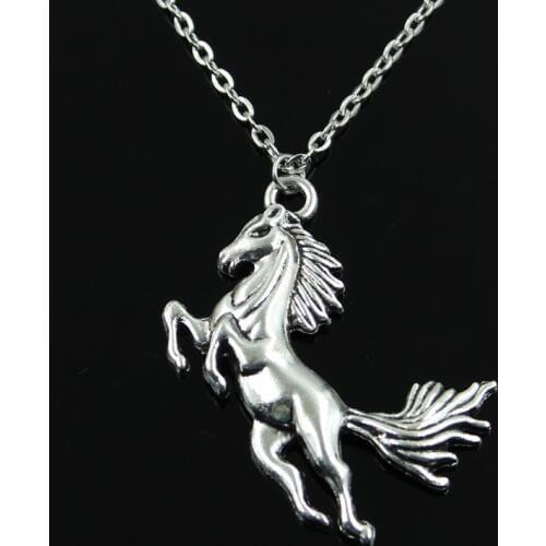 Simple Classic Fashion Running Horse Antique Silver Color Pendant Girl Short Long Chain Necklaces Jewelry For Women