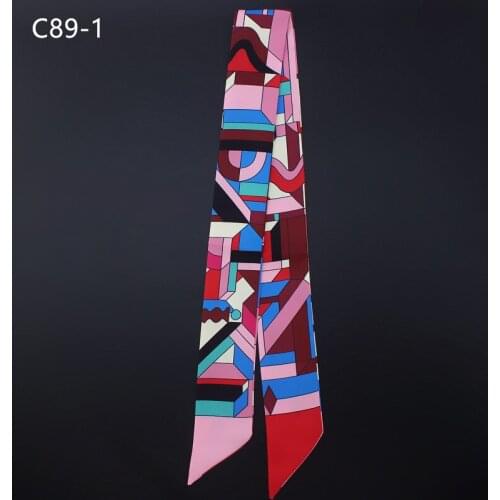 Twill Silk Scarf Women New Design Summer Colors Print Fashion Head Scarf Luxury Brand Small Tie Bag Ribbons For Hair