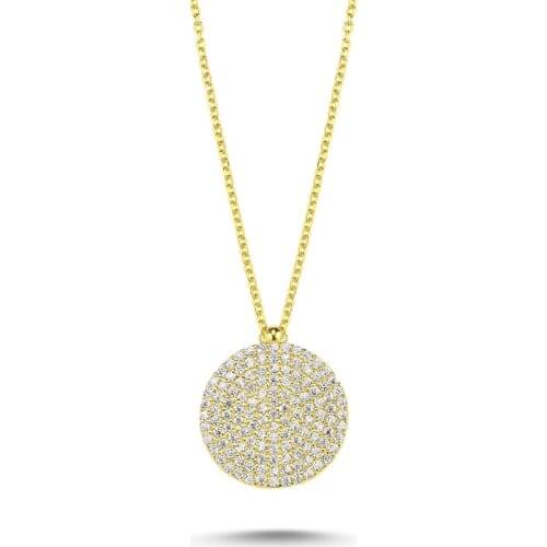 Silver 925 Sterling Round Zircon Stone Necklace