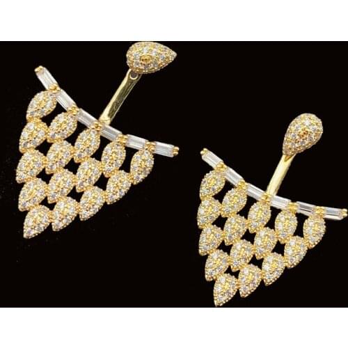 Lanyika Micro Pave Drop Shape Earring Stud for Women Wedding Party Popular Fashion Jewelry Best Gift
