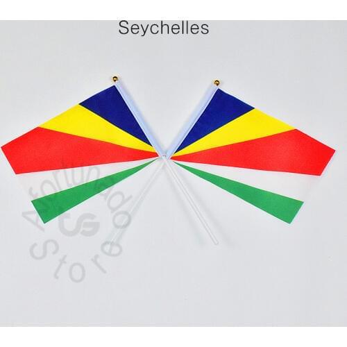 Seychelles 14*21 cm 10pieces flag Banner Hand waving Flag National Flag for meet,Parade,party.Hanging,decoration