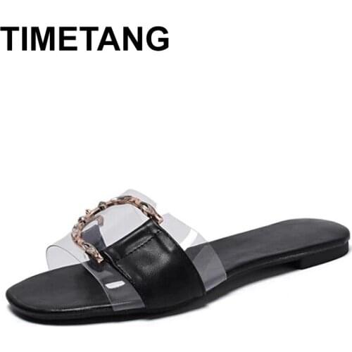 TIMETANG new crystal slippers cut out summer beach sandals Fashion women slides outdoor slippers indoor slip ons flip flops