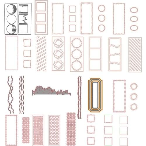 Slimline Frames Backgrounds Metal Cutting Dies For Scrapbooking Craft Die Cut Card Making Embossing Stencil Album Photo New 32