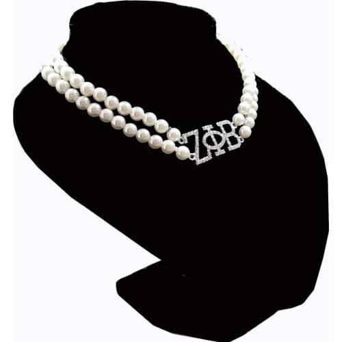 Sorority inspired Vintage Statement Accessory Zeta Phi Beta Double layer pearl Neckalce Jewelry