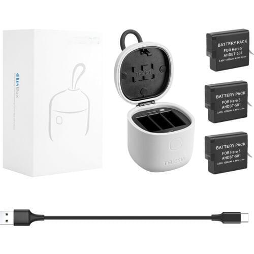 3pcs 1220 For Hero7 6 5 rechargeable batteries Silicone waterproof Storage slot charger For GoPro Hero 7 Hero 6 5 Black