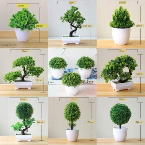 Green Artificial Plants Bonsai Small Tree Pot Plants Simulation Plastic Flowers Potted Ornaments Home Hotel Garden Decoration
