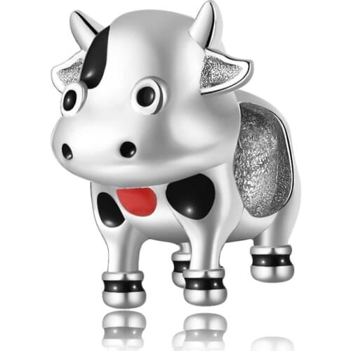 100% 925 Sterling Silver Lovely Cow Charm Beads Accessories Fit Original Charms Silver 925 DIY Bracelets Jewelry Making Gifts