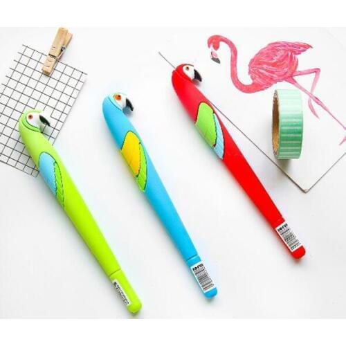 1PC Colorful Parrots Gel Pen Cartoon Gel Pen Black Ink Blue Ink 0.5mm Pen Office Writing Fun Pens School Kids supplie ss-133