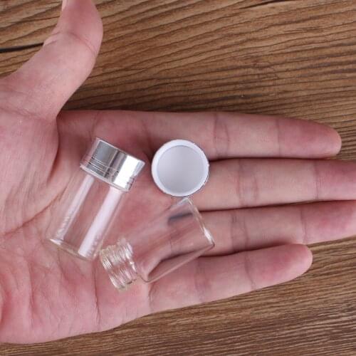 10pcs 7ml 22*40mm Cute Clear Glass Bottles with Silver Caps Empty Tiny Glass Jars DIY Crafts Vials Perfume Bottle