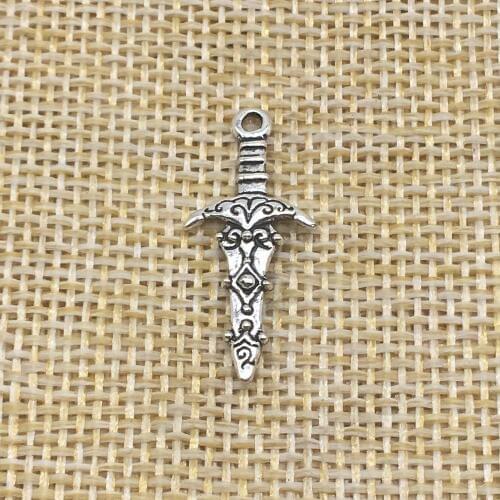 30Pcs Dagger Charms Antique Silver Color DIY Jewelry Making Handmade Crafts