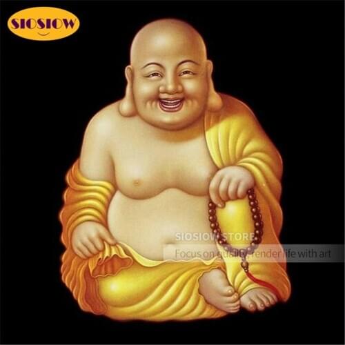 Full Drill 5D DIY Diamond Painting Laughing Buddha Square Daimond Mosaic Embroidery Chinese Buddhist Art Decor Cross Stitch Kits