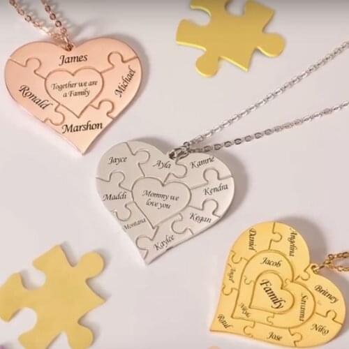 Amxiu Custom 100% Silver 925 Family Pendant Necklace Engrave Names Necklace Jewelry For Women Mother Day Gifts