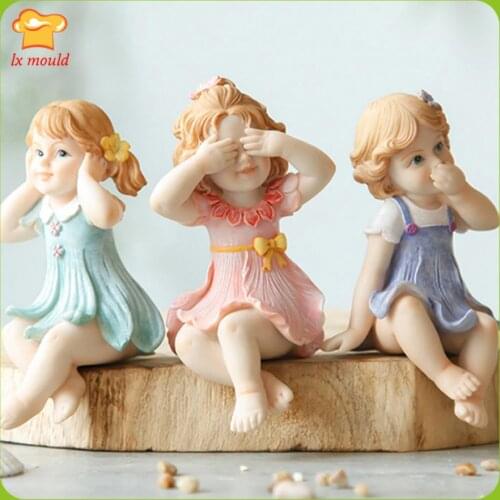 Angel Fairy Silicone Molds Three Styles Girl Plaster DIY Resin Decorative Doll Moulds