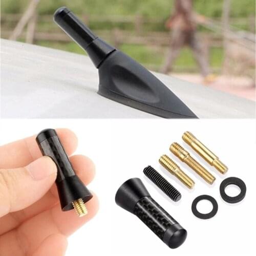 Car Roof Antenna Enhanced Signal Carbon Fiber Screw Metal 3.5cm Short Stubby Mast Carbon Fiber Car Radio Aerial Antenna