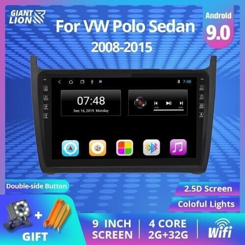 2din Android 9.0 Car Radio For Volkswagen VW Polo Sedan 2008-2015 GPS Navigation WIFI Multimedia Video Player Car DVD Player