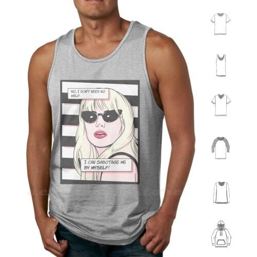 No Help Tank Tops Vest Sleeveless Glasses Lyrics Song Pop Rock Blonde Vintage Old New Cool Lipstick