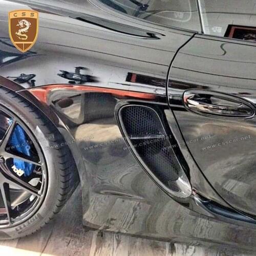 Real Carbon Fiber Side Vents For Porsche 981 Cayman Car Accessories Body Kits Styling Rear Fender Side Air Vents with grid 0007