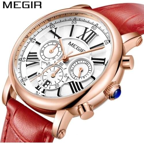 MEGIR 2058 Watch Fashion Women Bracelet Simple Ladies Watches Quartz Leather Clock Relogio Feminino Lady Sport Wristwatches