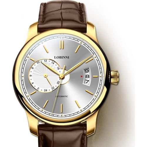 Automatic wrist watch men,mens mechanical watches LOBINNI man luxury waterproof self wind wristwatch switzerland dress montre