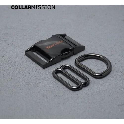 25mm Gun Black Engraving Buckle (Metal Buckle+ Adjust Buckle+ D Ring) For Backpack Bag Webbing Cat Dog Collar DIY Accessory