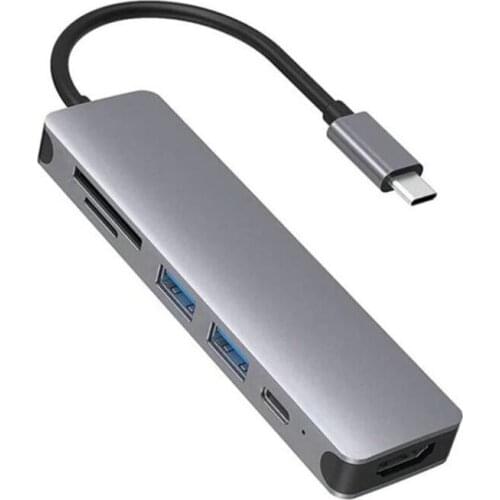 K92F Multi-Ports Type C USB Hub 5-In-1 USB2.0 3.0 HDMI-Compatible Interface with SD TF Card Reader Fast Speed Docking Station